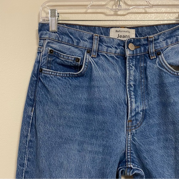 Reformation Jeans Women Size 4/27 Medium Wash Julia Crop High Rise Cigarette - Picture 5 of 15